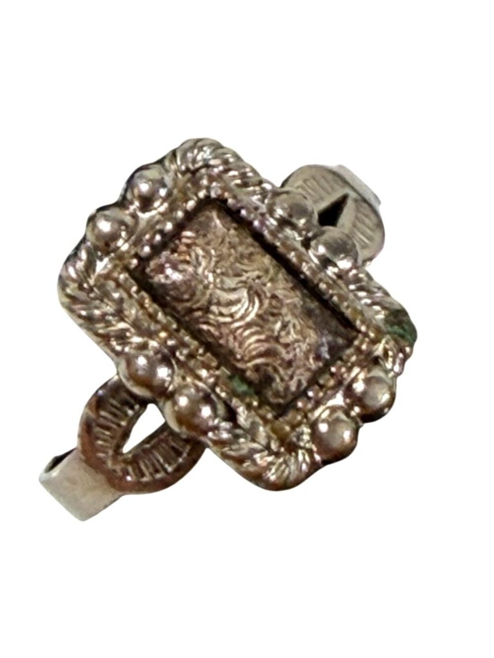 Vintage Ornate Sterling Silver Ring Size 5 Rectangular Etched Design 2 Grams